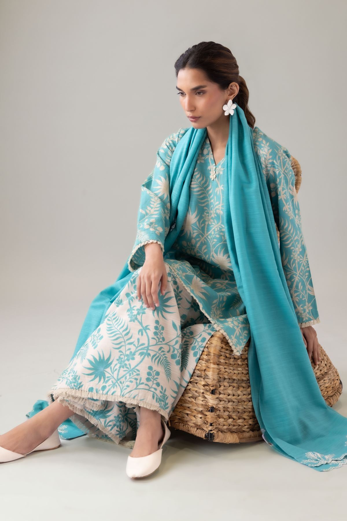 Embroidered Textured Cotton Dupatta - 25-09-12E2-04TA-VG