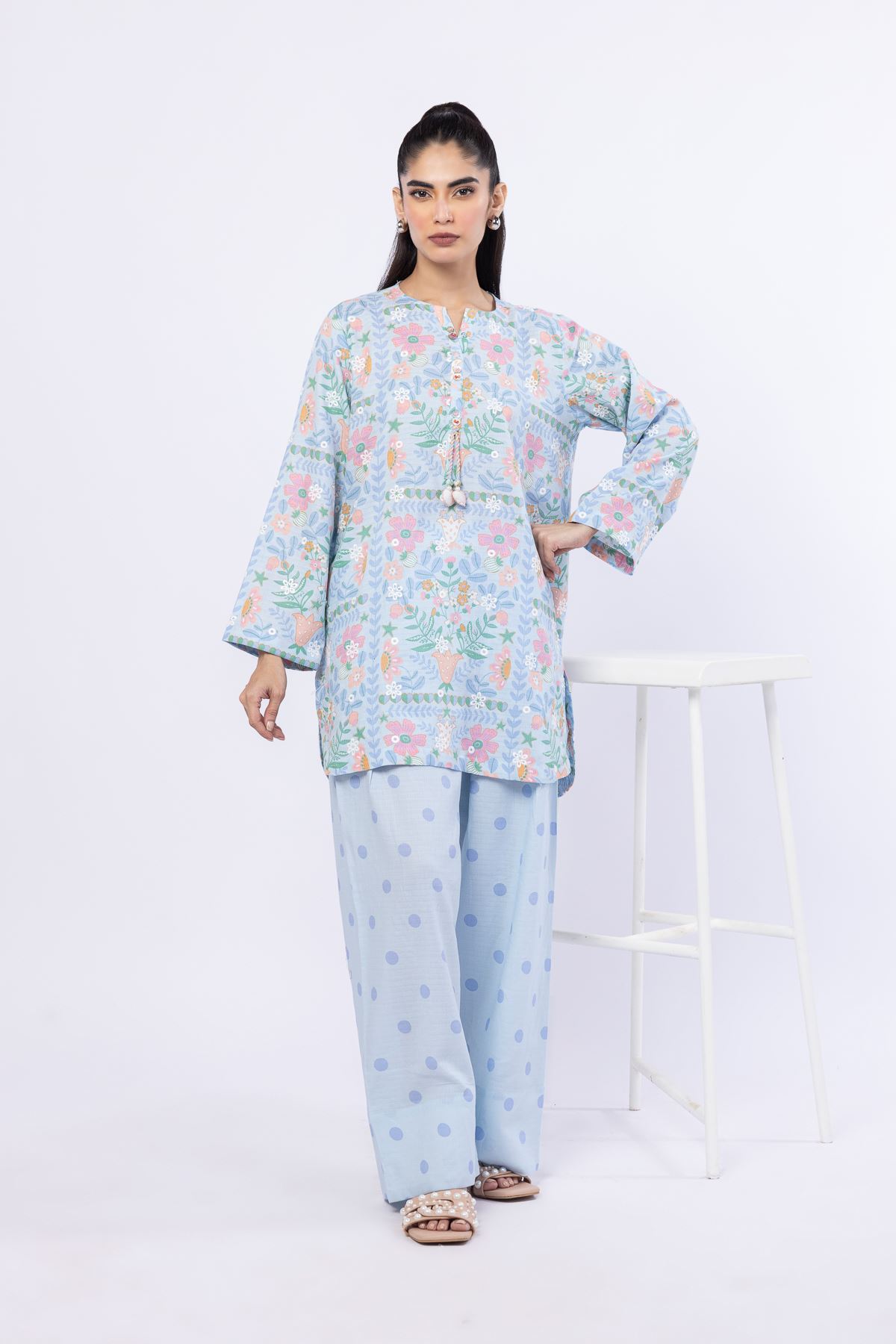 Printed Cotton Dobby Pants - 25-07-7E5-06TB-VG