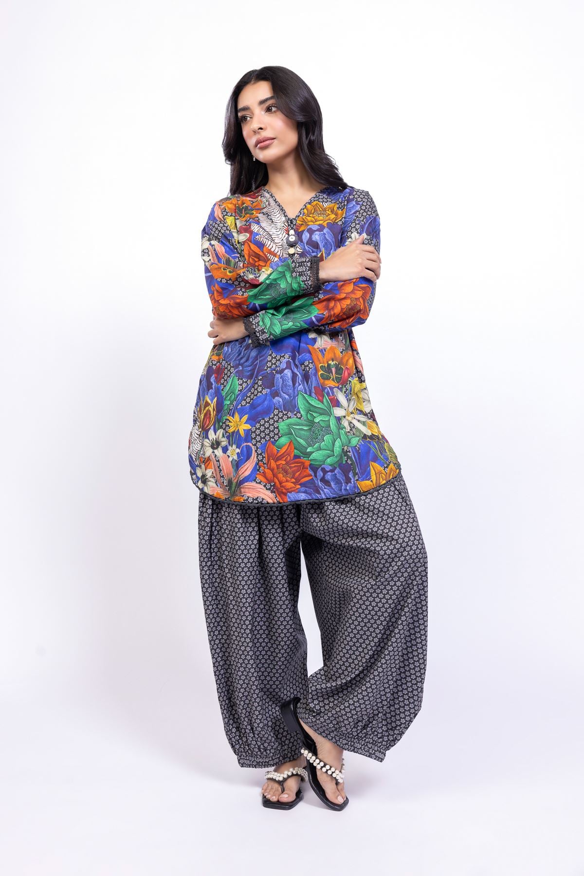 Printed Cotton Viscose Kurta - 25-04EX14-07TA-VG