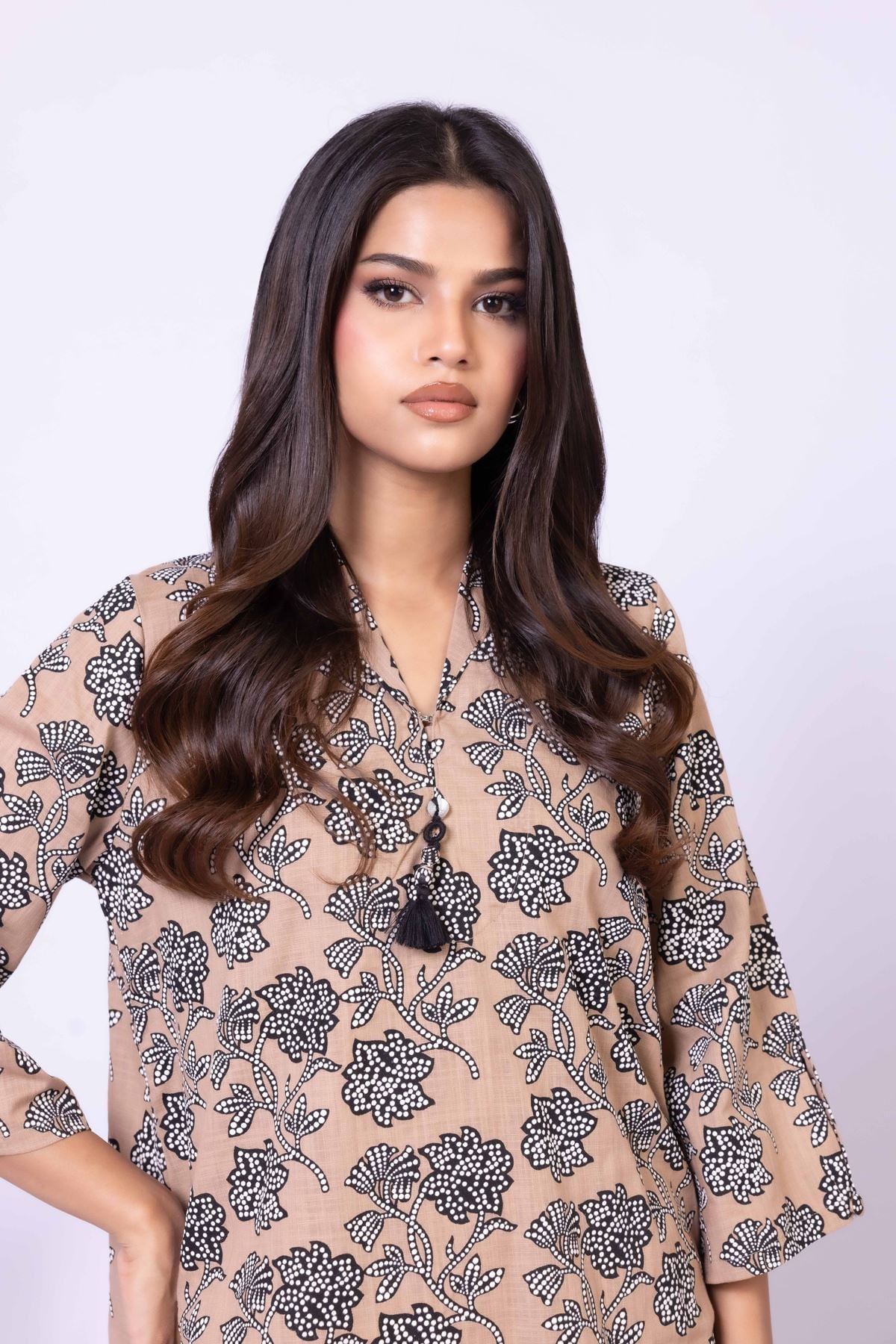 Printed Heavy Textured Cotton Kurta - 25-10-12E10-09TB-VG