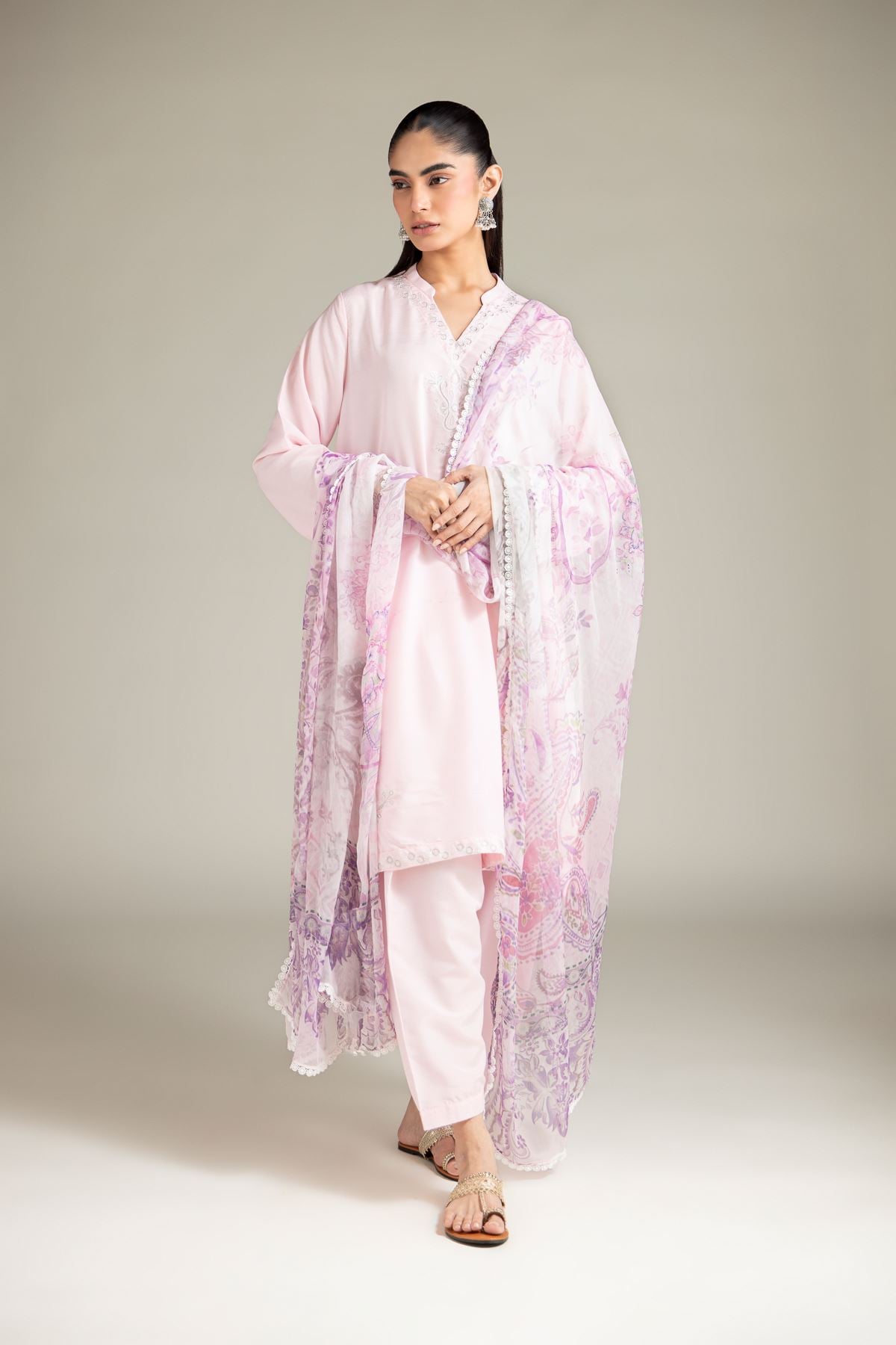 Embroidered Blended Cambric Shalwar - 25-10-12E11-07TA-VG
