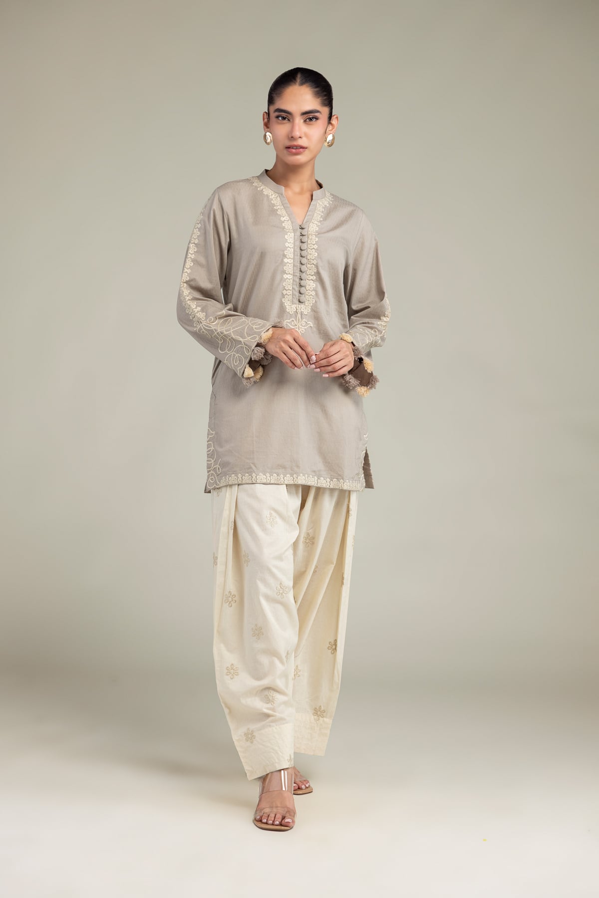 Embroidered Cotton Dobby Cotton Floral Shalwar - 1-26-102-A-F-VG