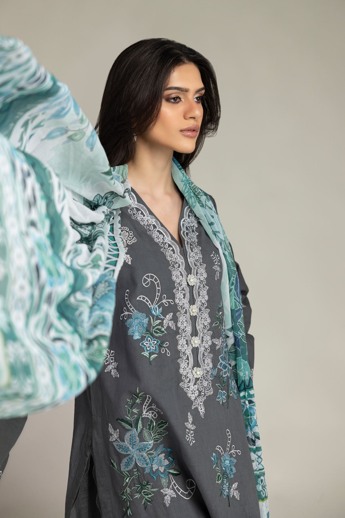 Embroidered Cambric Cambric Tailored 3-Piece - 1-26-102-A-F-VG
