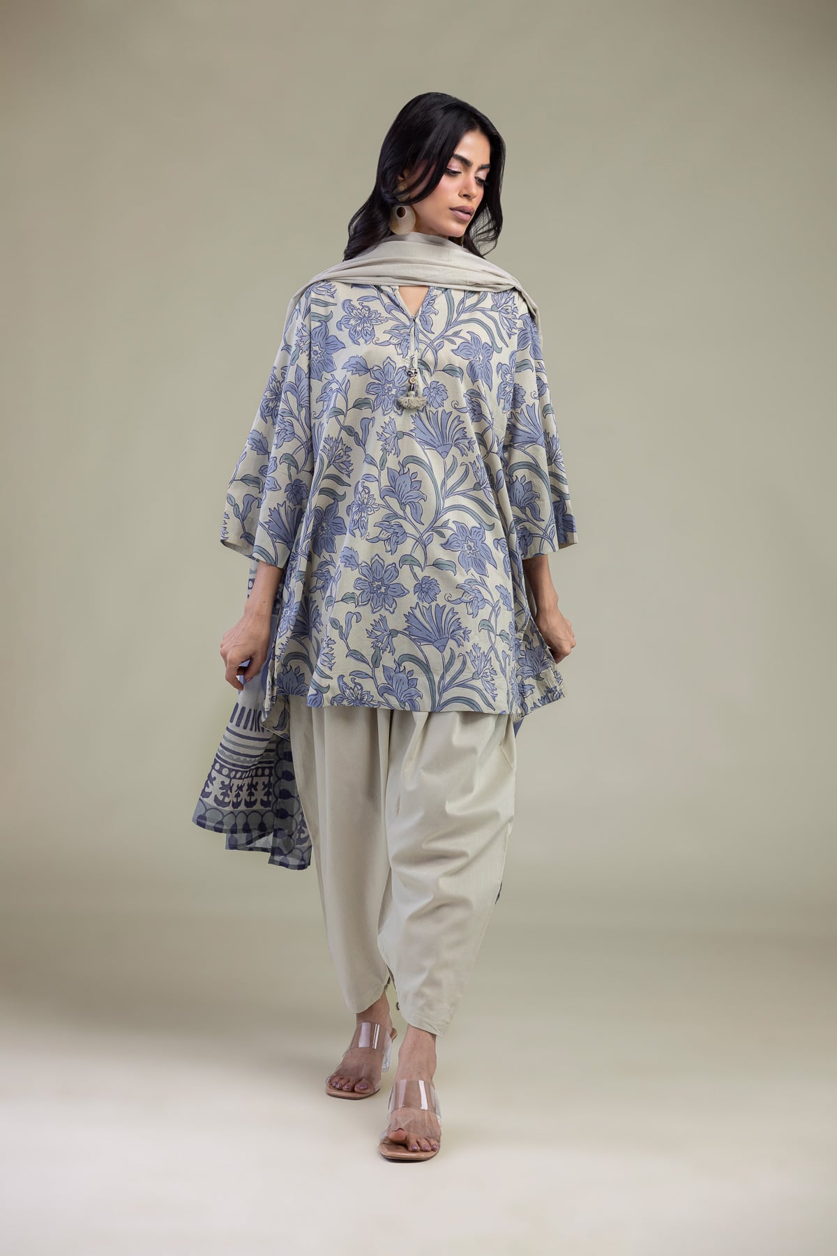 Printed Cambric Printed Cambric Kurta - 1-26-309-B-D1-VG