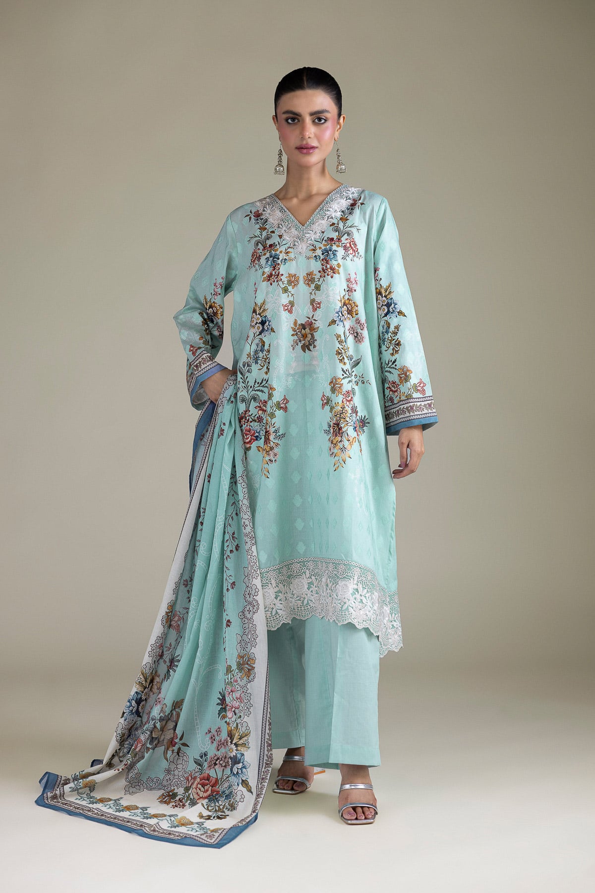 Embroidered Broshia Fabrics 3 Piece - T-A33-26-207FD1-VG