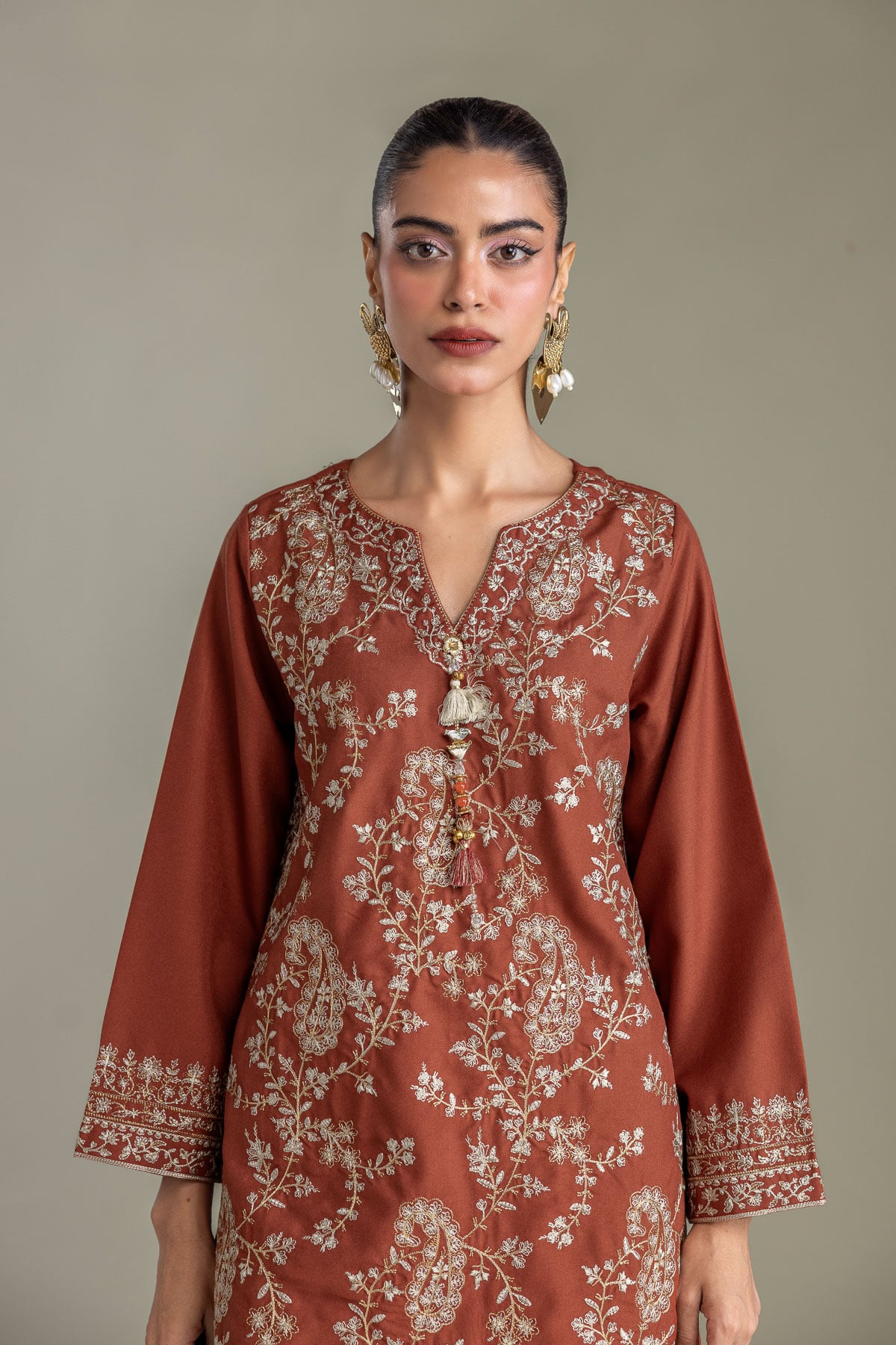 Embroidered Heavy Blended Viscose Short Viscose Kurta - 1-26-431-A-D1-VG