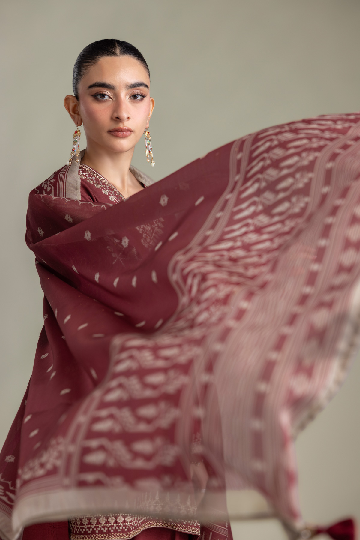 Embroidered Mesuri Maroon Mesuri Dupatta - 2-26-202-A-D-VG