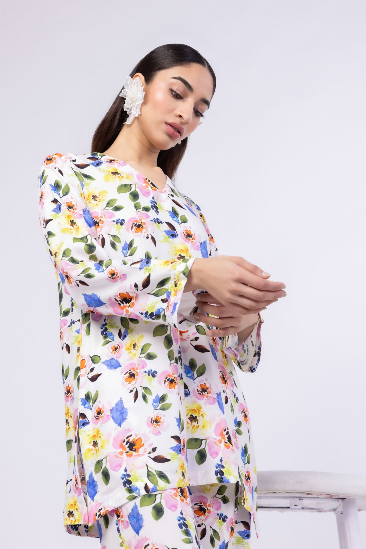 Printed Viscose Plain Weave Kurta - 25-09-10E2-12TA-VG