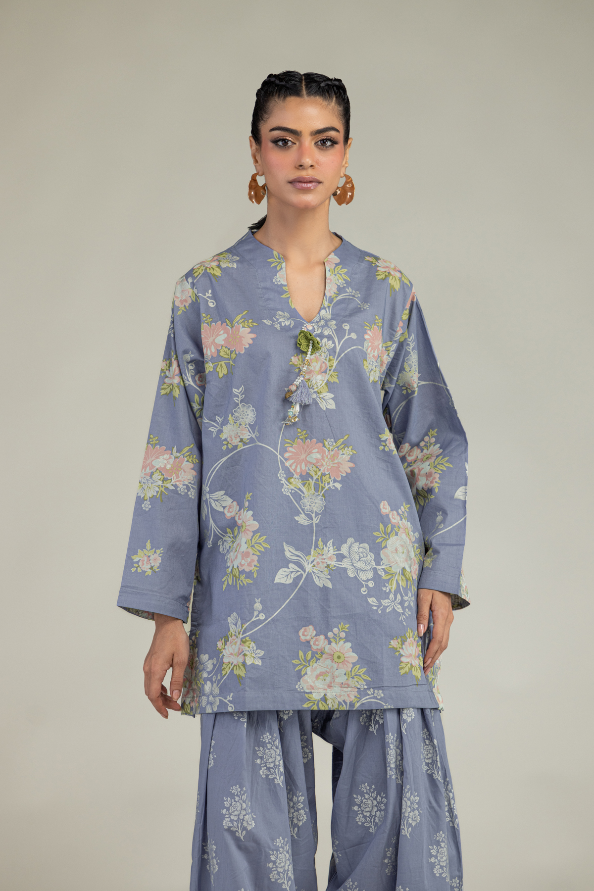 Printed Cambric Floral Cambric Kurta - 1-26-240-A-I1-VG