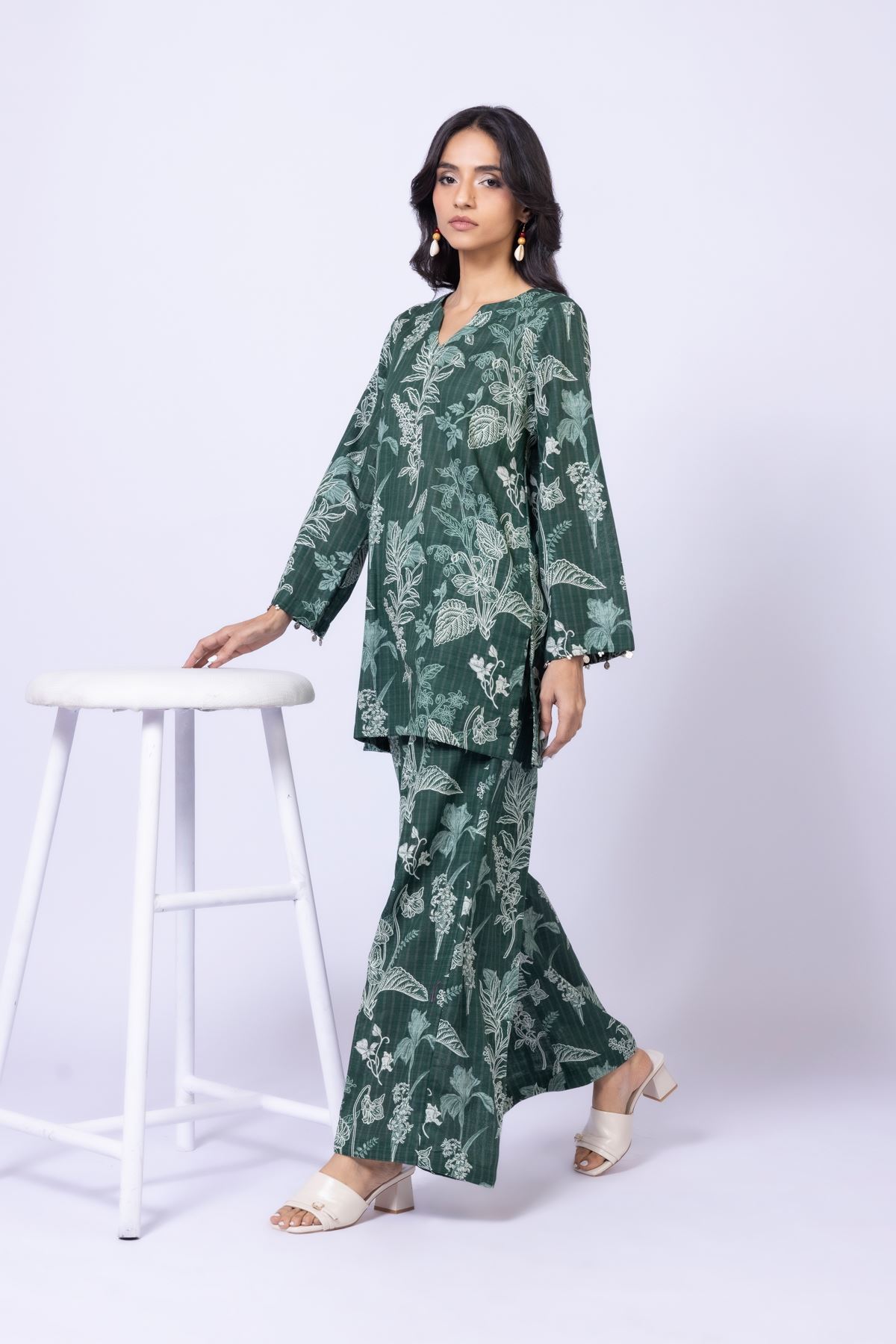 Printed Textured Cotton Kurta - 25-10-11E4-04TB-VG