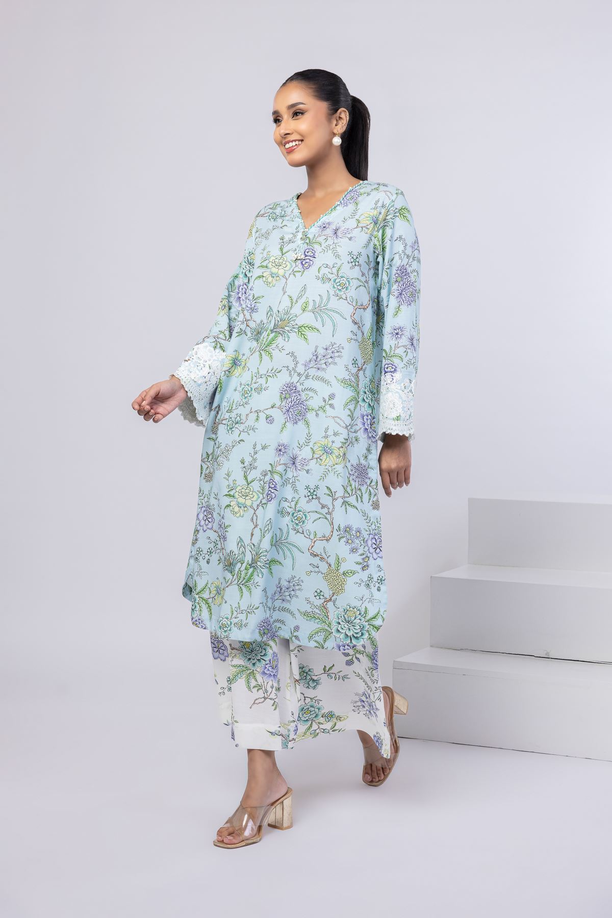 Printed Dull Raw Silk Pants - 25-10-10S1-01TB-VG
