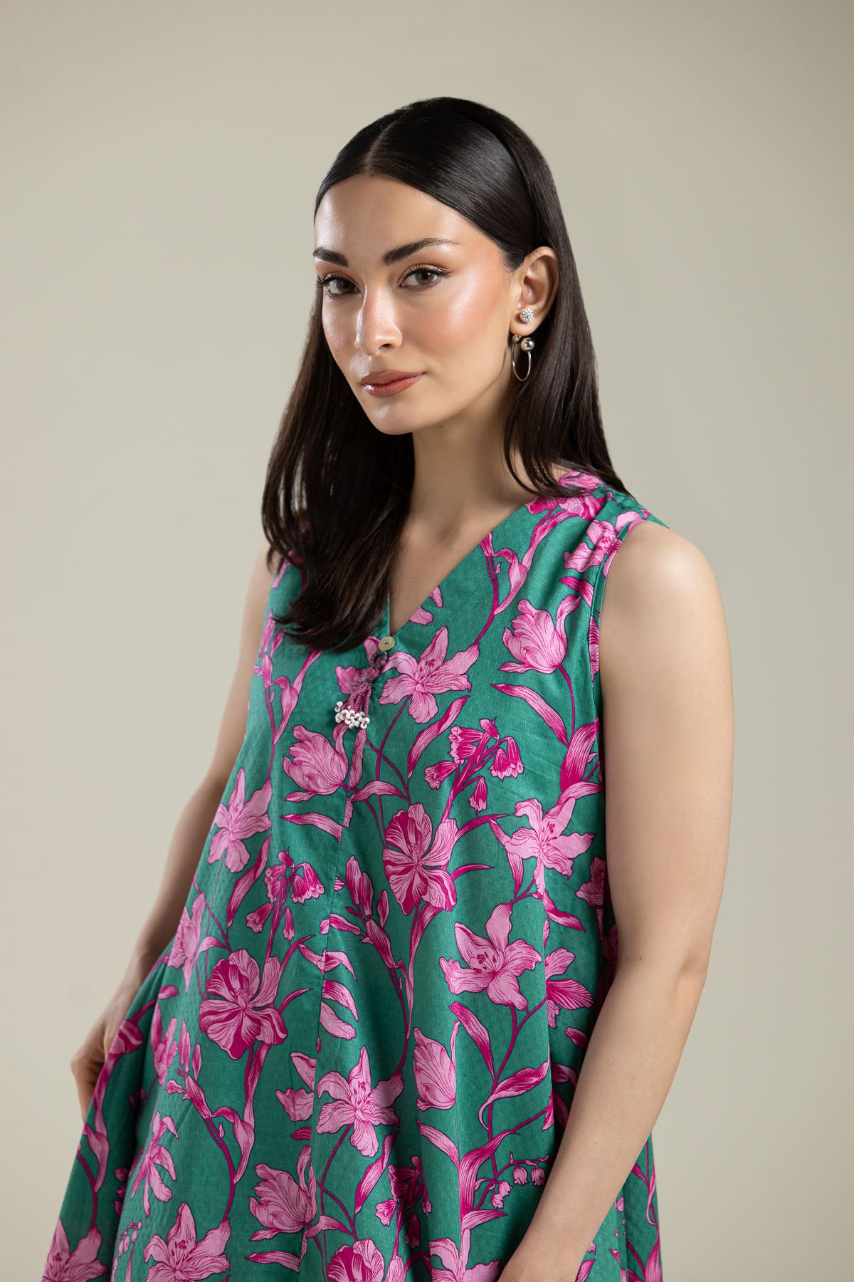 Printed Cotton Dobby Sleeveless Cotton Kurta - 2-26-202-A-A-VG