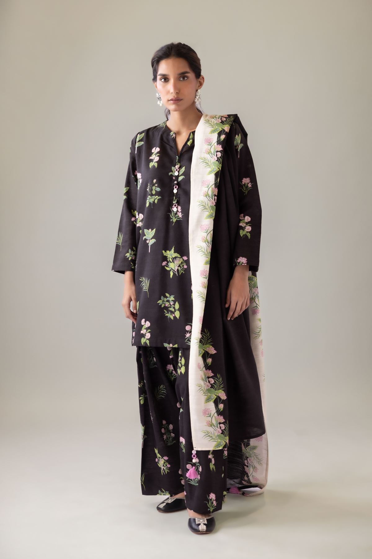 Printed Textured Cotton Dupatta - EST23265TB-VG