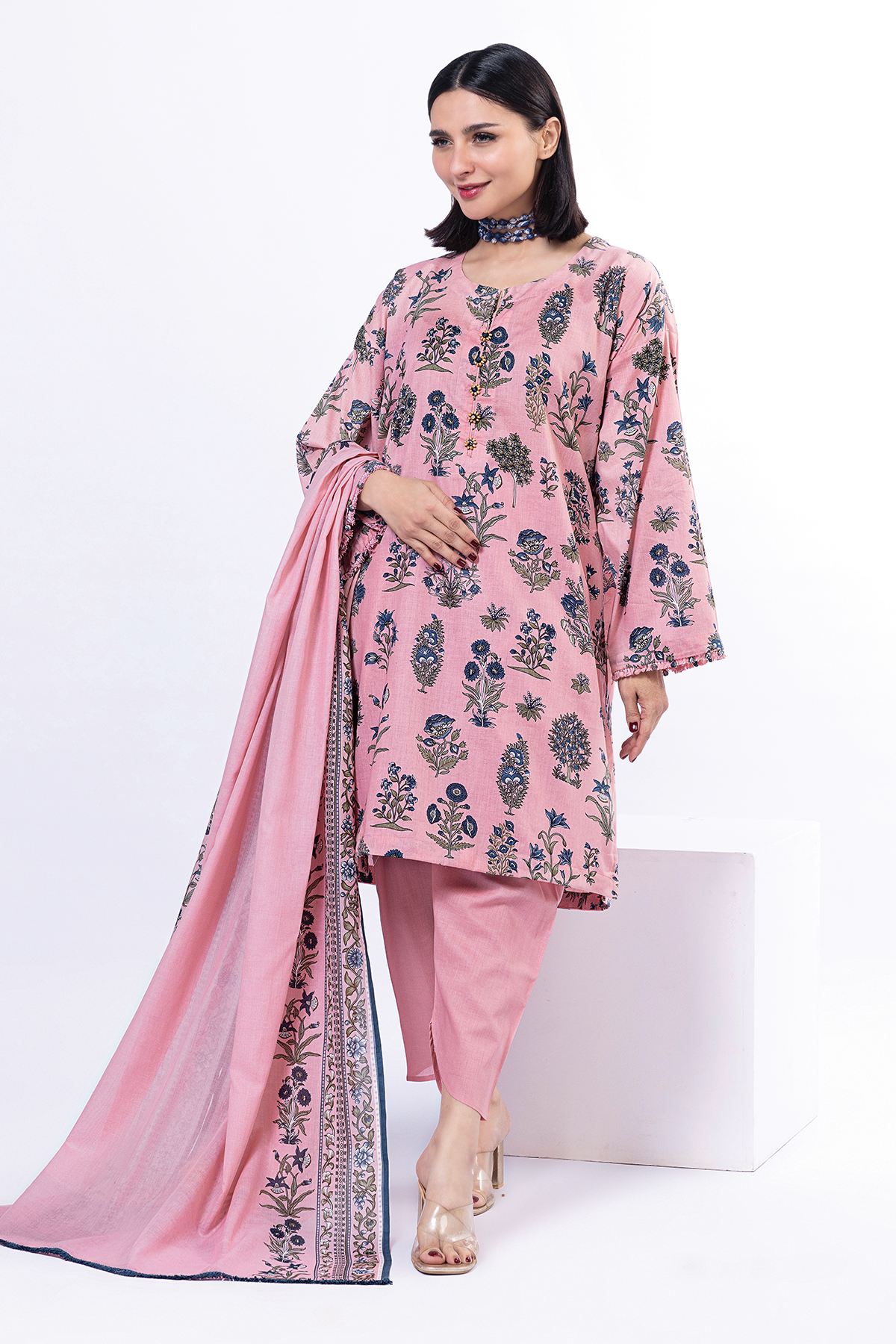 Printed Lawn Fabrics 3 Piece - LKW45B-VG