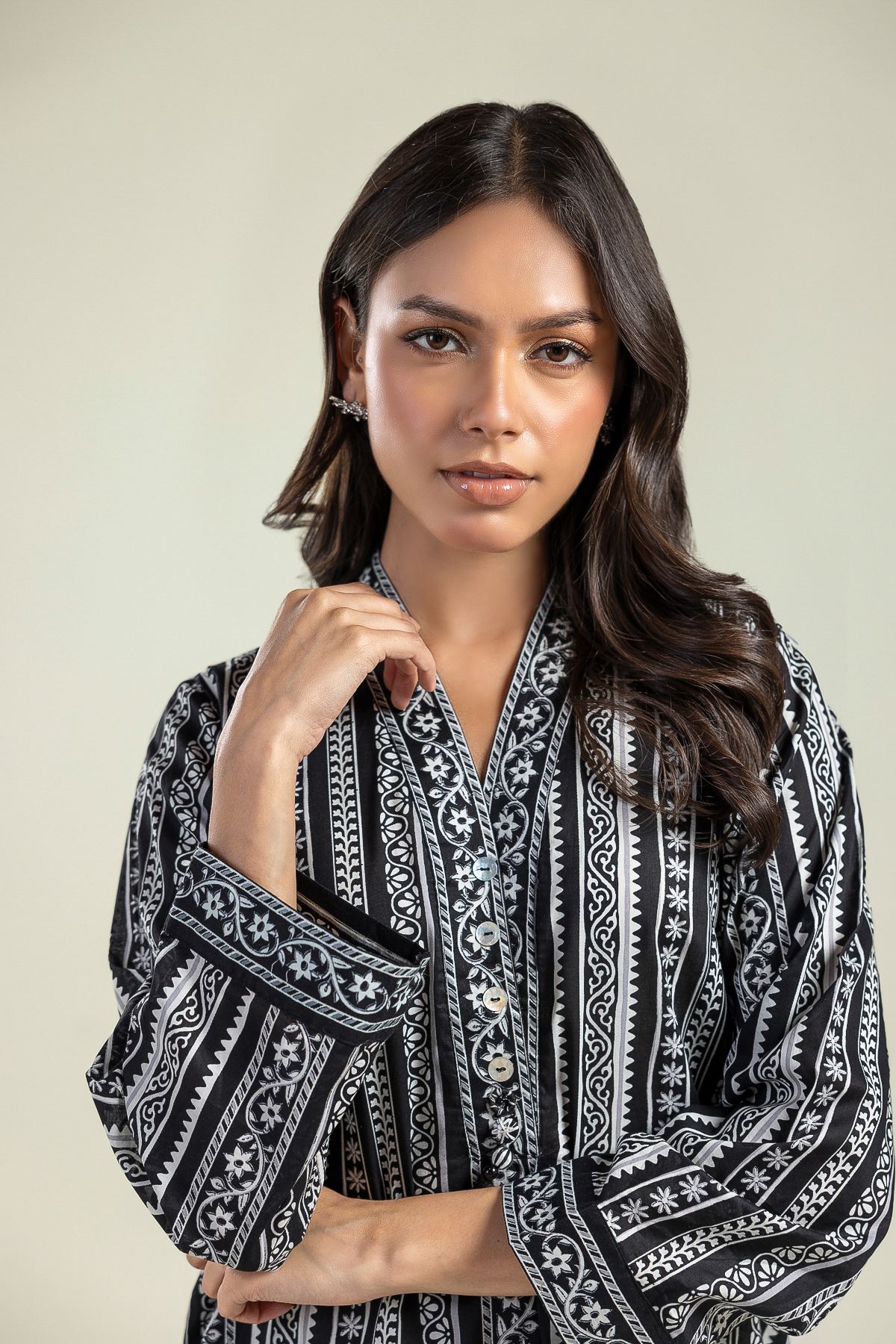 Printed Cambric Long Cambric Kurta - 26-01-2E1-10TA-VG