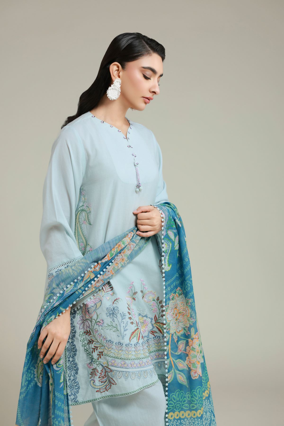 Embroidered Cambric Tailored 3 Piece - T-A33-26-109FA1-VG