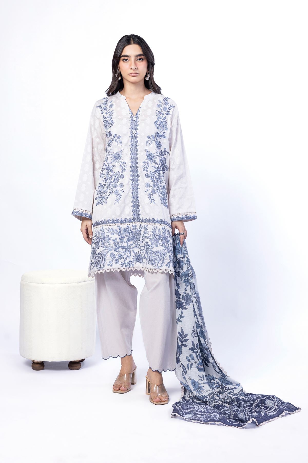 Embroidered Broshia Fabrics 3 Piece - A112-26-107EC1-VG