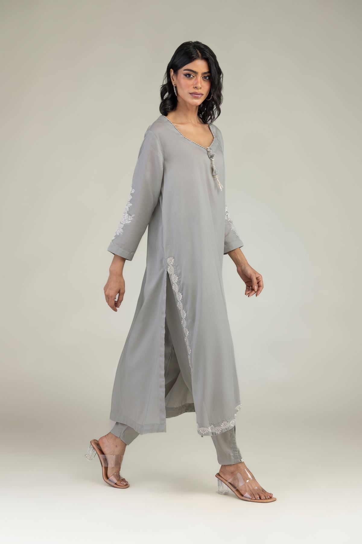 Embroidered Lyocell Gray Shalwar - 8-26-208-A-E1-VG