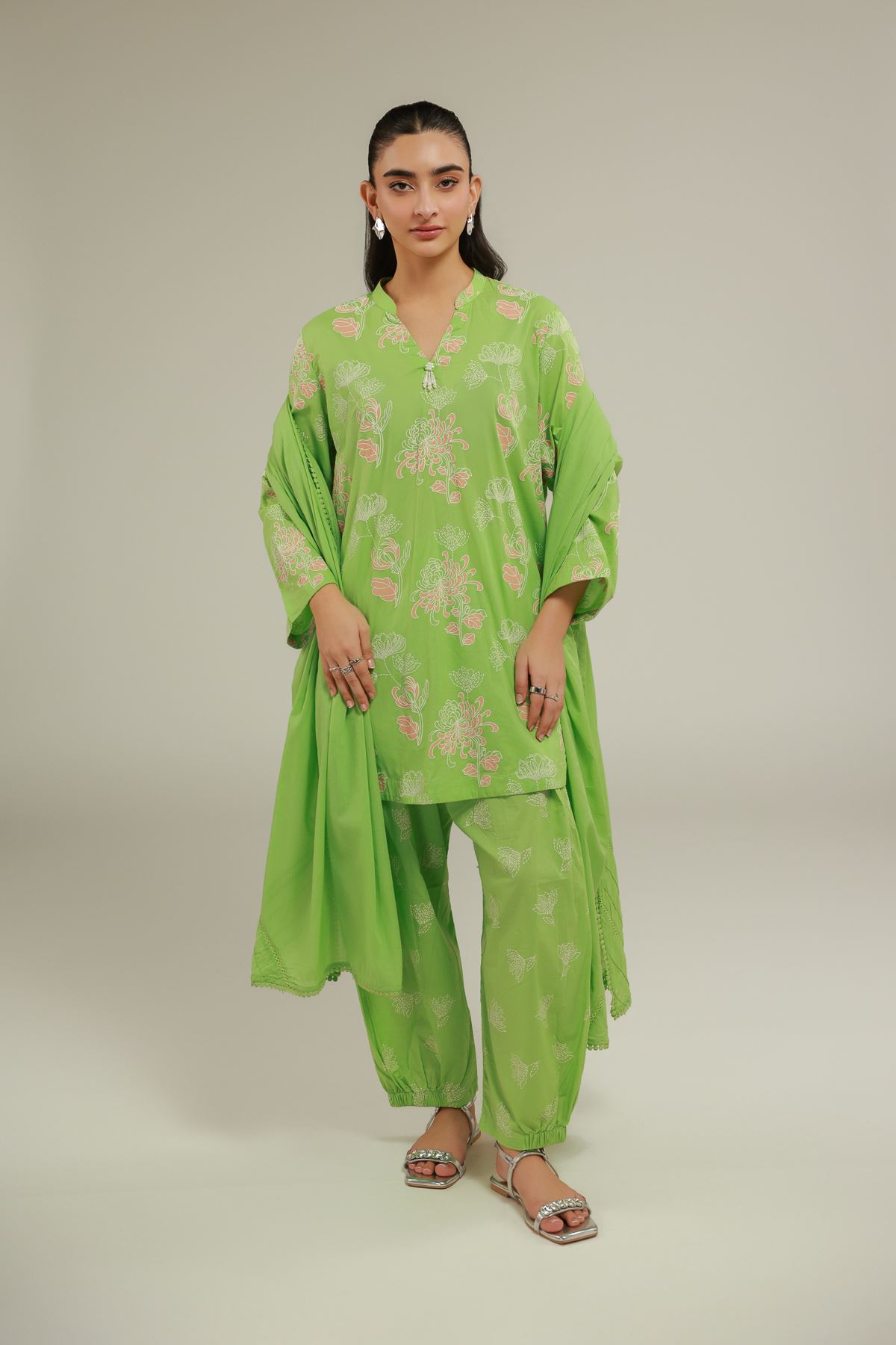 Lawn Floral Summer Dupatta - 1-26-133-A-F-VG
