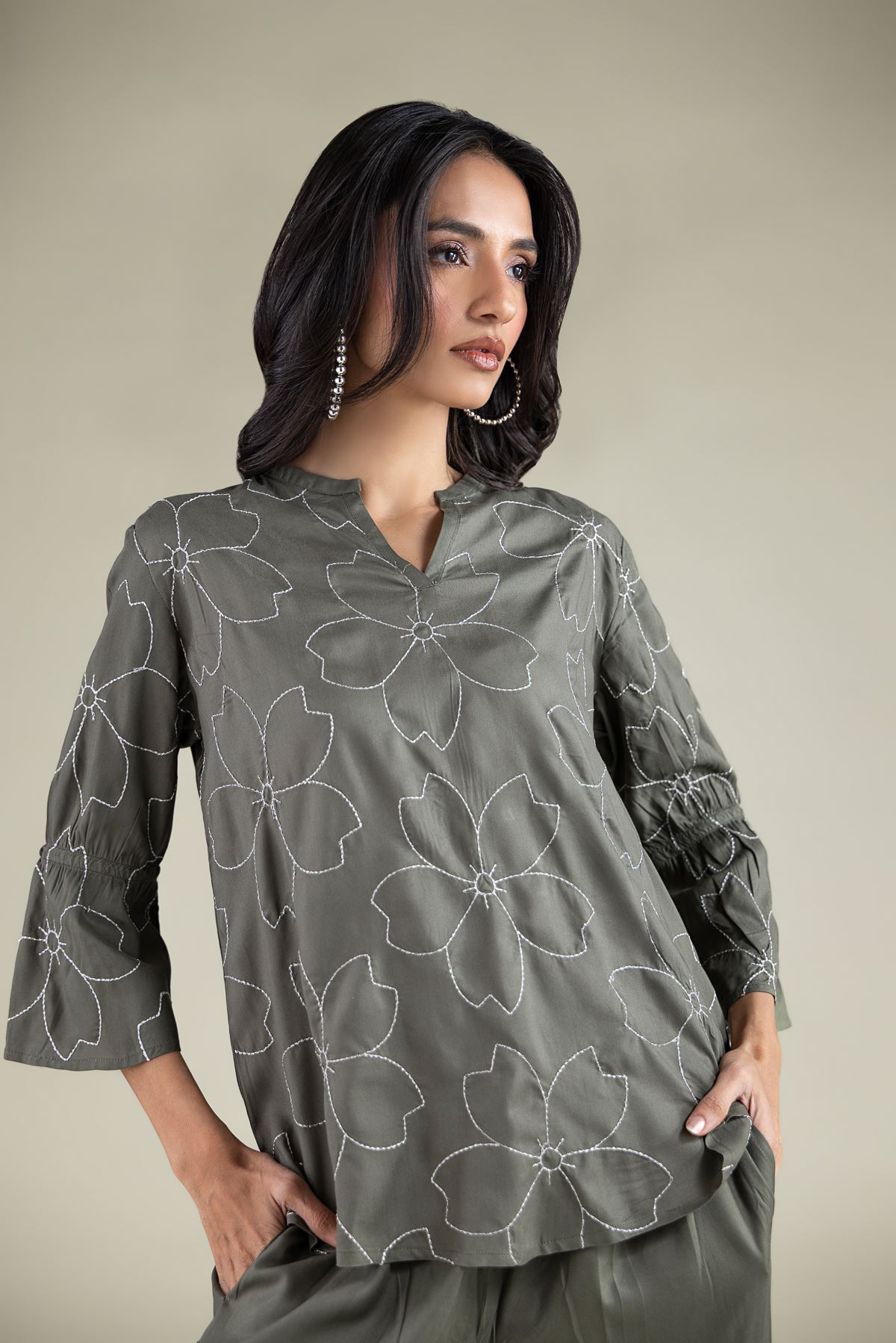 Embroidered Viscose Tunic - 1001914268