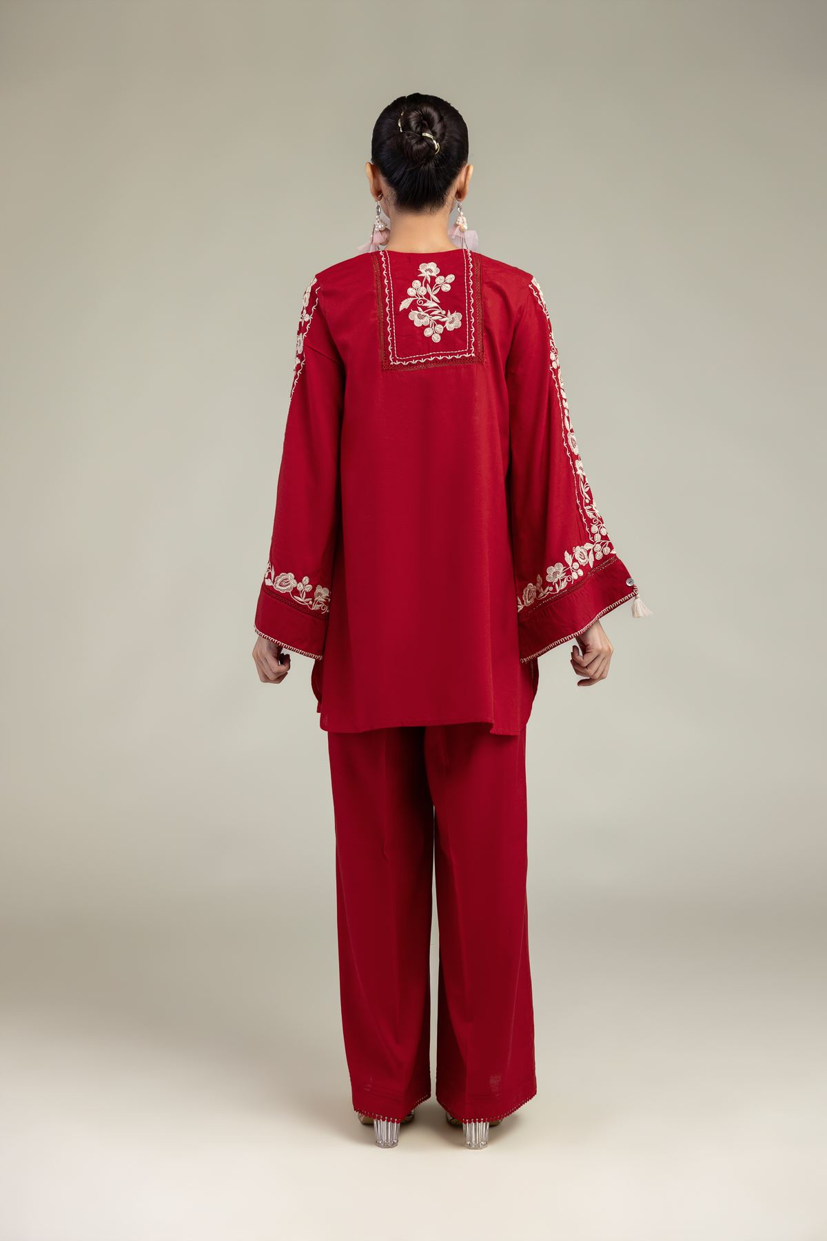 Embroidered Raw Silk Red Silk Kurta - 1-26-245-A-D2-VG
