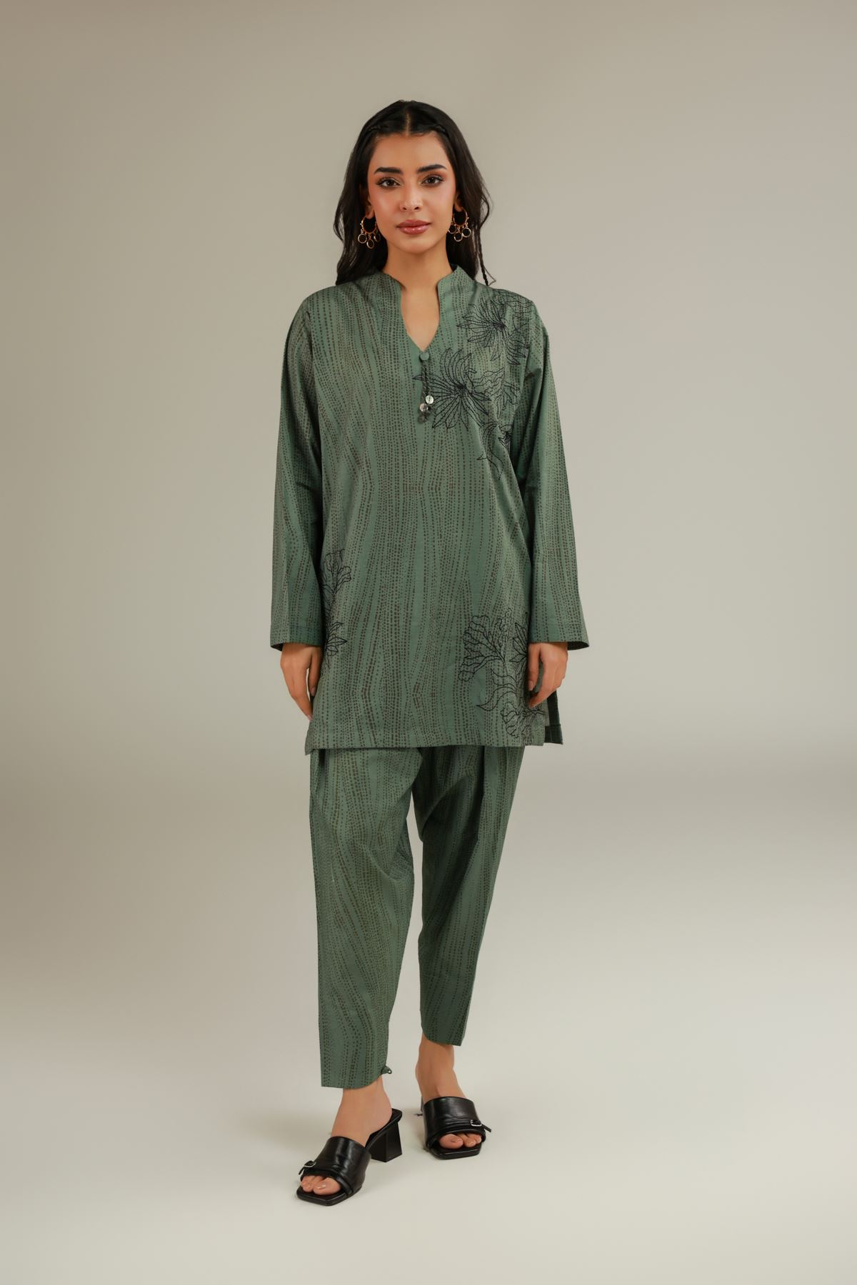 Embroidered Cotton Dobby Shalwar - OTD4-EX26-09BA-VG