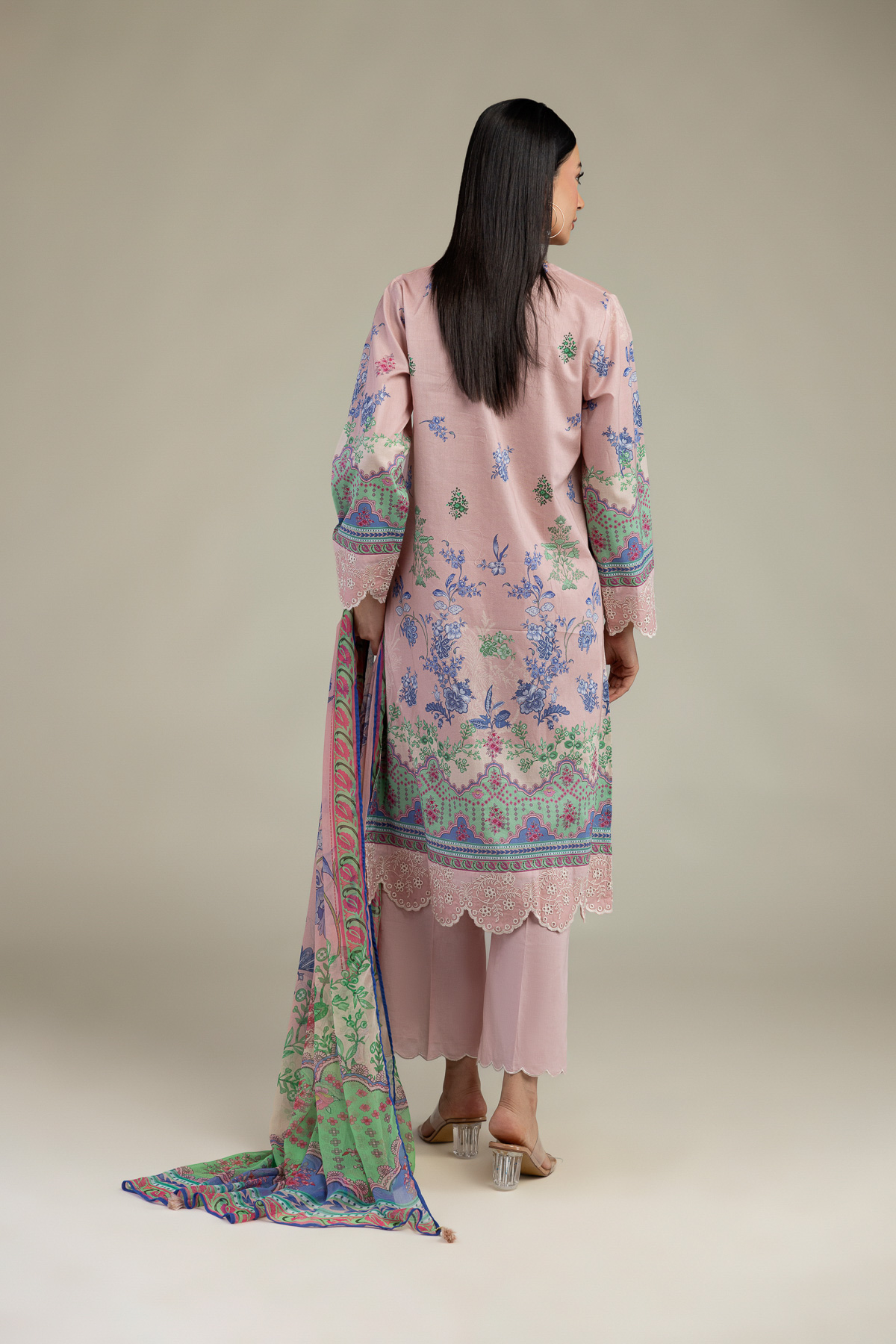 Embroidered Cambric Tailored 3-Piece Cambric - 1-26-102-A-F-VG