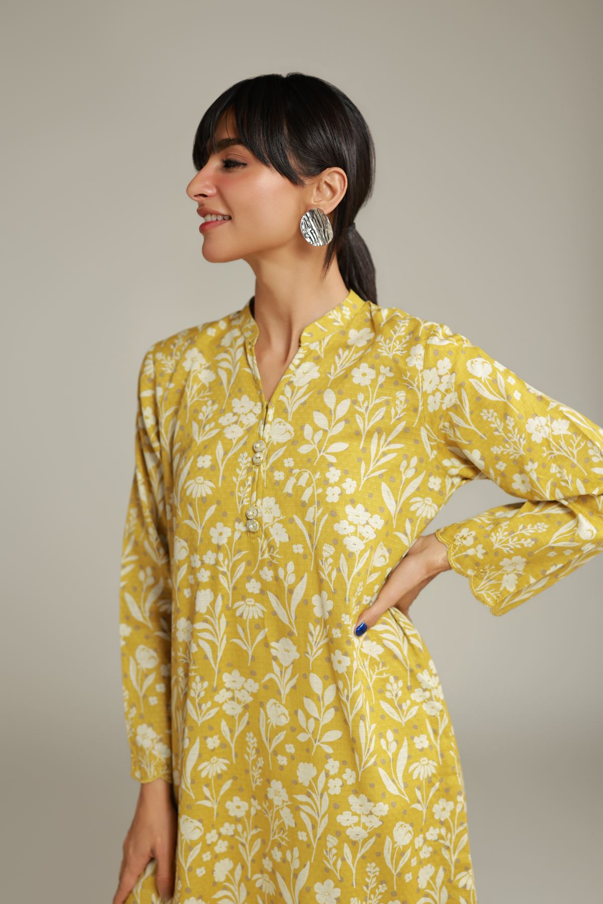 Embroidered Cotton Dobby Long Cotton Kurta - 12-26-115-F-E-VG