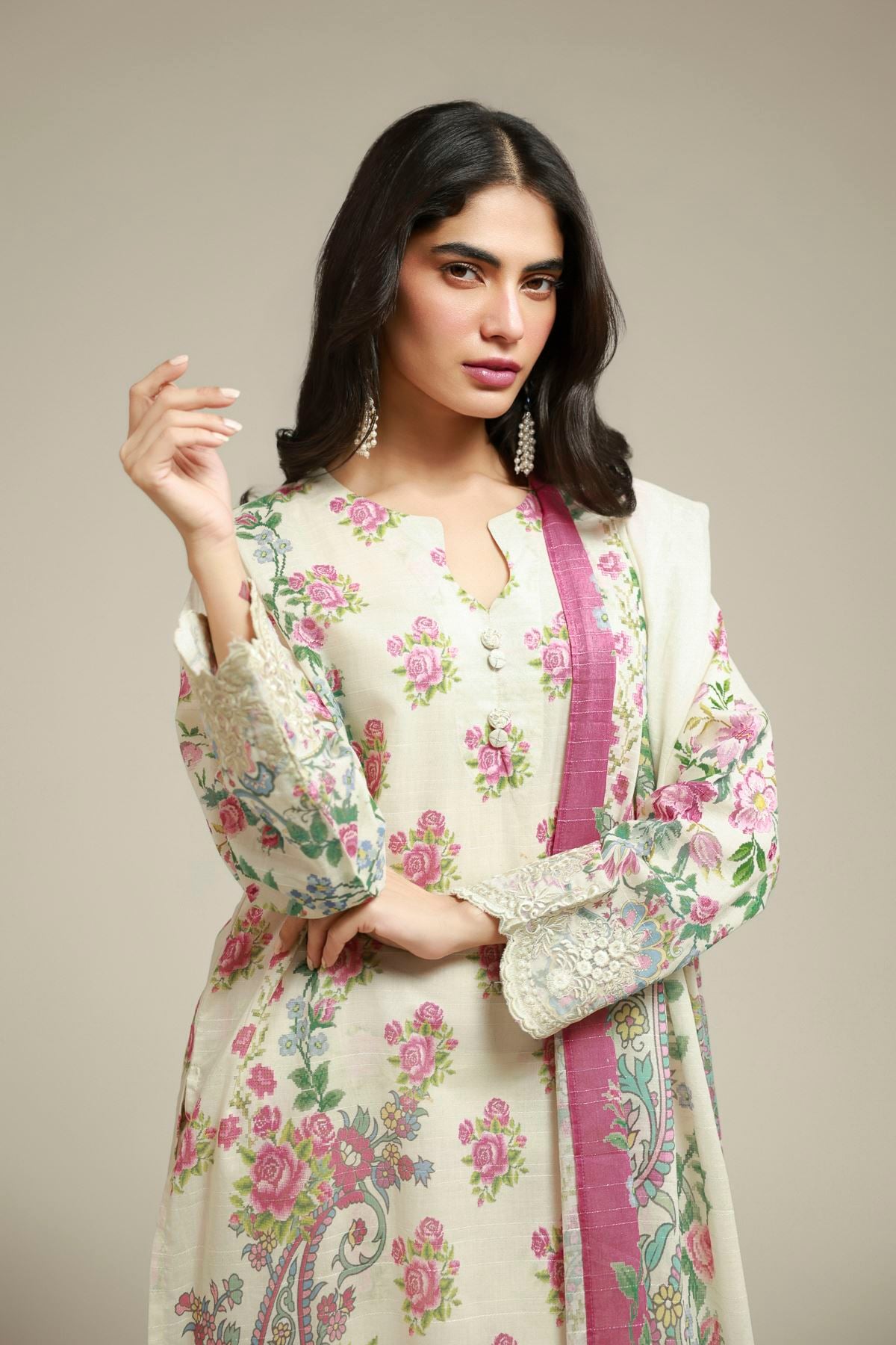 Embroidered Mesuri Tailored 3-Piece Set - T-A22-26-123FF2-VG