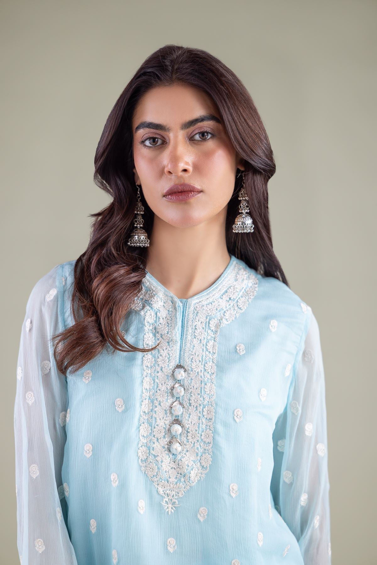 Embroidered Chiffon 2-Piece Co-ord Set - 1-26-127-A-D-VG