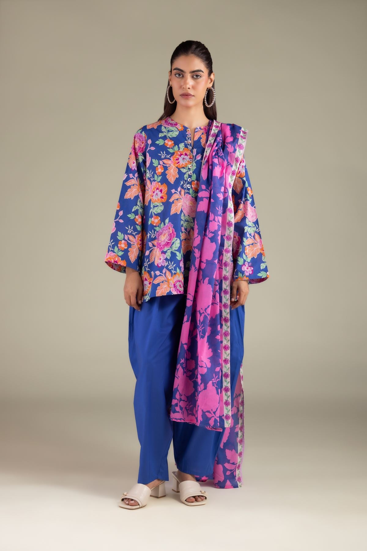 Printed Cambric Spring Solid Shalwar - 1-26-125-A-D-VG