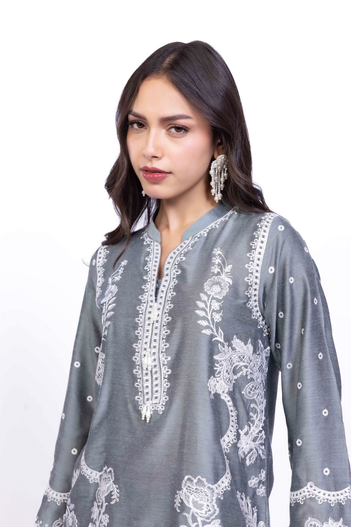 Embroidered Raw Silk Kurta - 25-10-12E6-04TA-VG