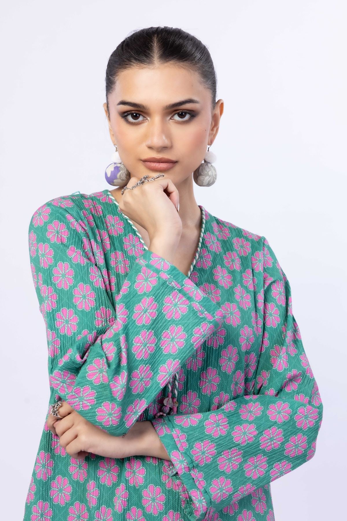 Printed Ripple Crinkle Kurta - 25-10-10S4-02TB-VG
