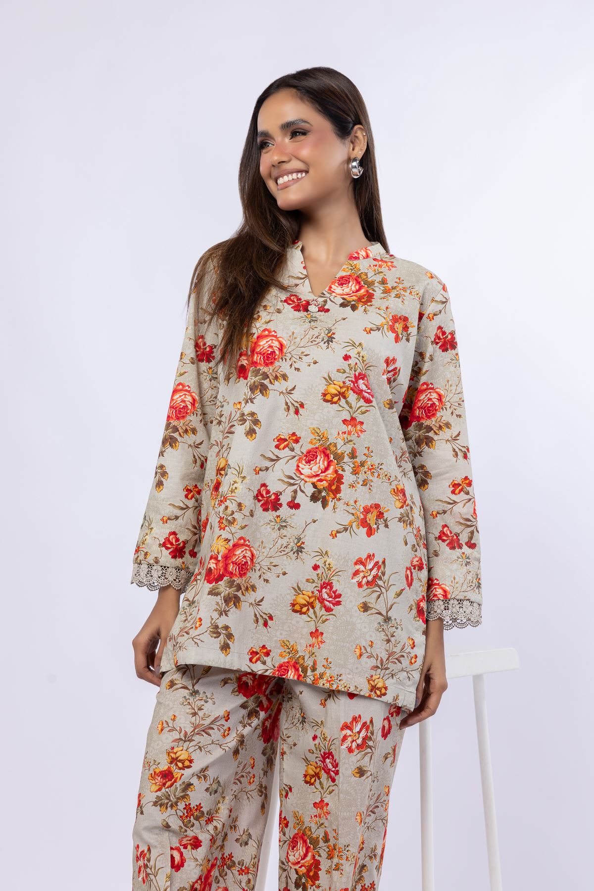 Printed Cotton Dobby Kurta - 25-07-7E9-03TA-VG