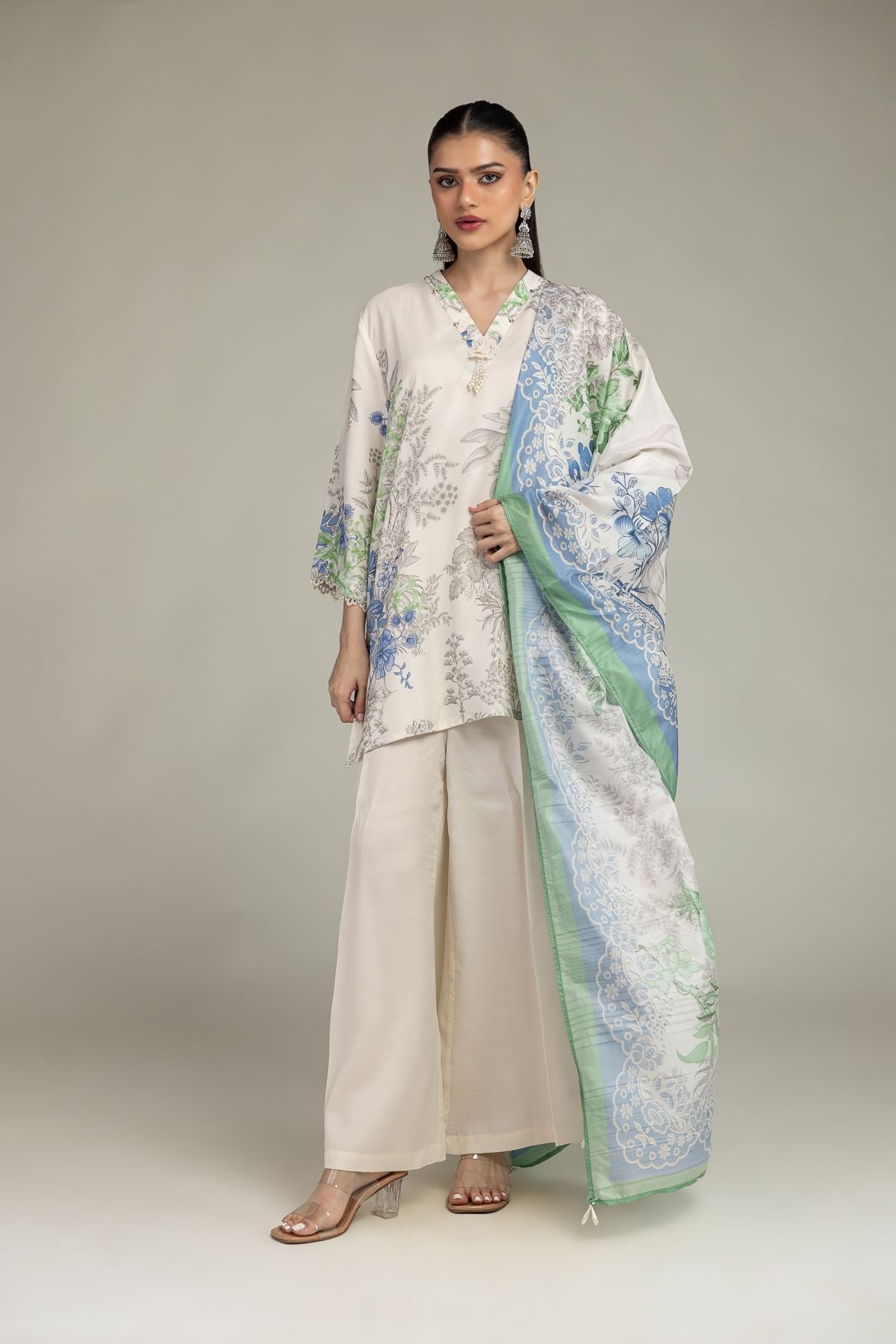 Embroidered Raw Silk Raw Silk Pants - 2-26-208-A-G1-VG