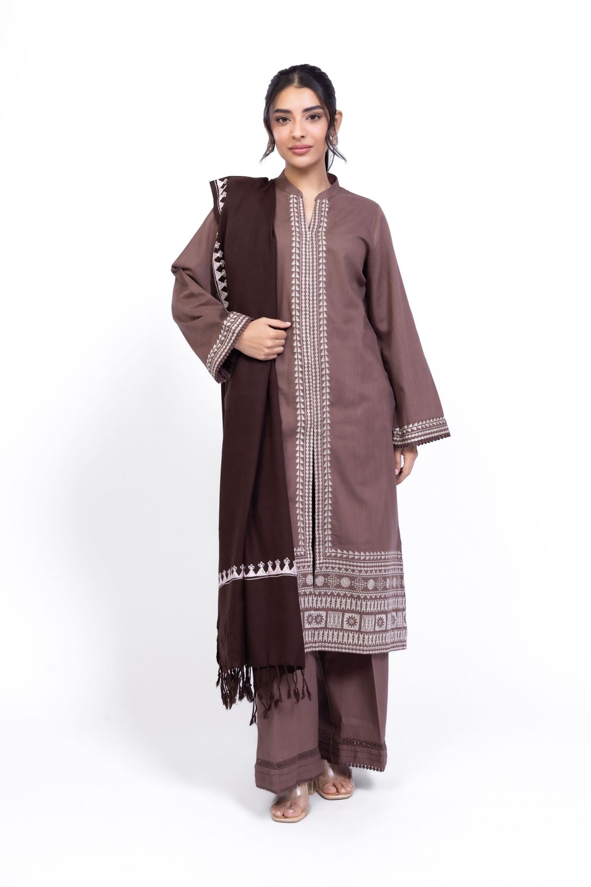 Embroidered Heavy Textured Cotton Kurta - 25-08-12E8-04TA-VG
