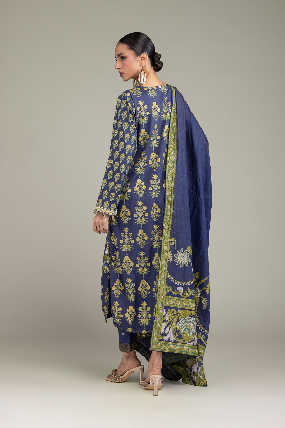 Embroidered Raw Silk Silk 3-Piece Set - 1-26-131-A-B-VG