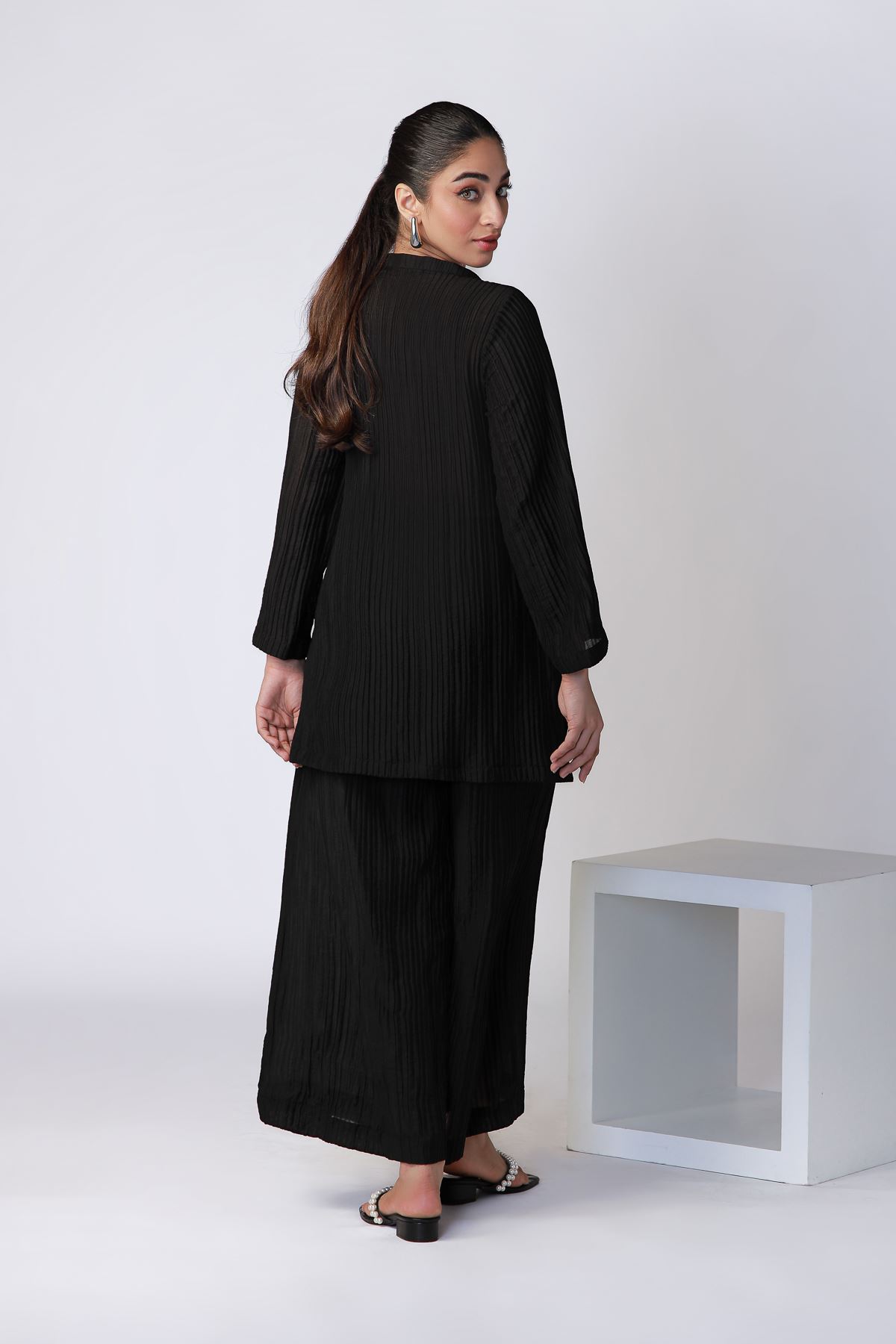 Dyed Ripple Crinkle Kurta - 25-07-7E7-09TA-VG