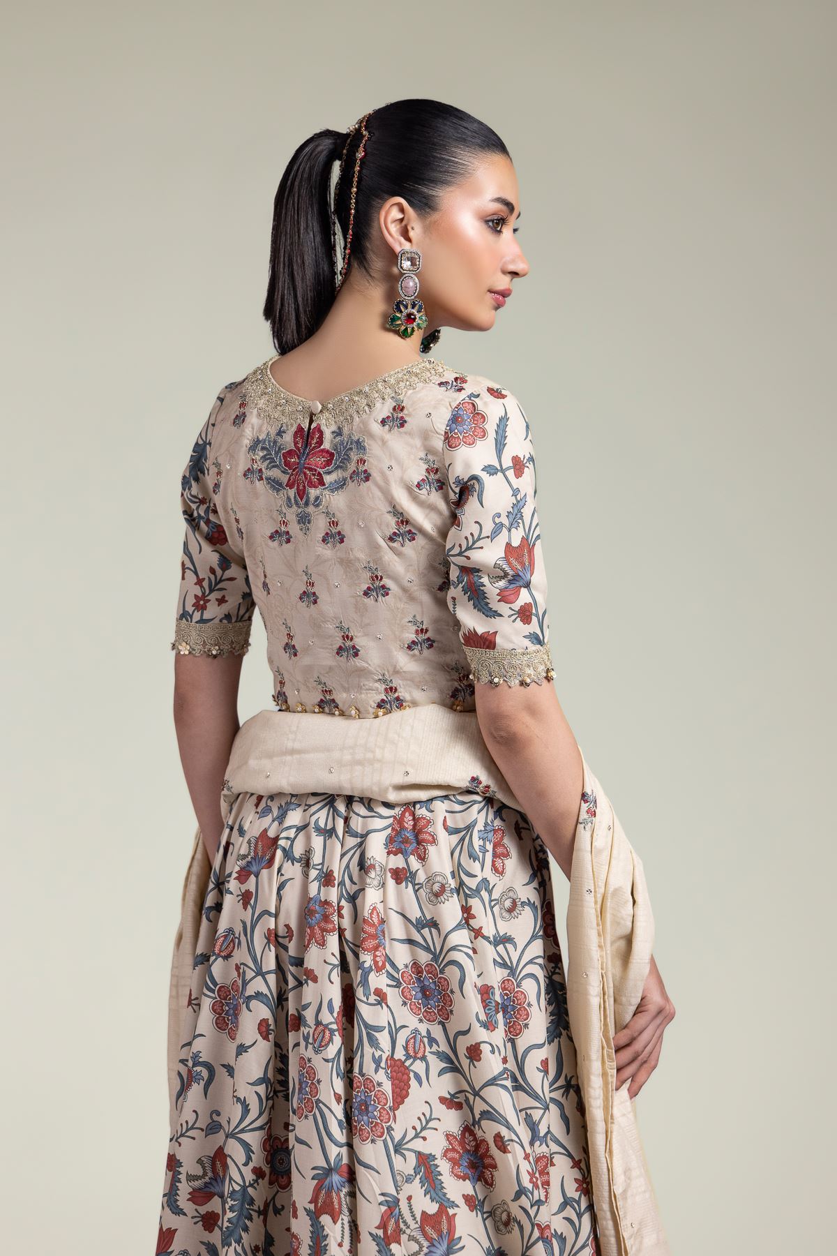 Embroidered Raw Silk Lehenga Choli Set - A22-26-218FJ1-VG