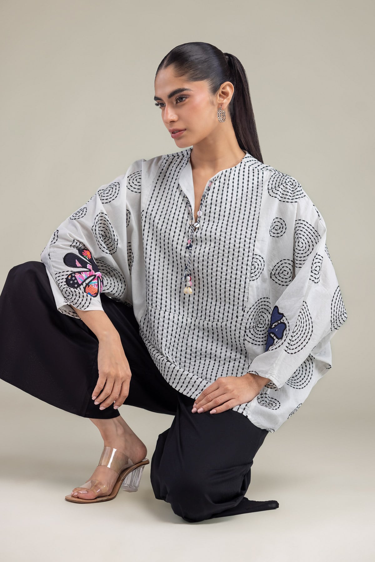 Embroidered Cambric White Cambric Shirt - A22-26-214FH1-VG