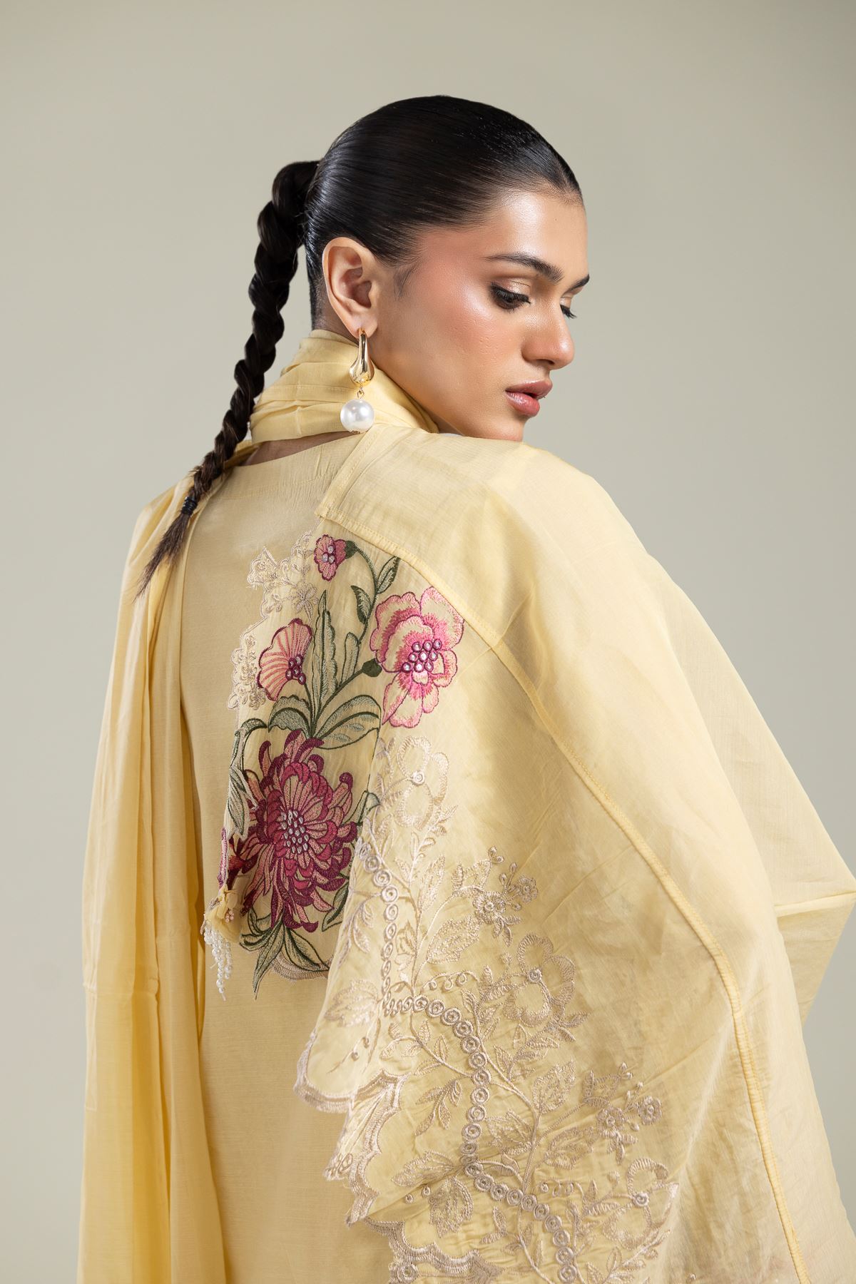 Paper Silk Floral Silk Dupatta - 2-26-109-A-B-VG