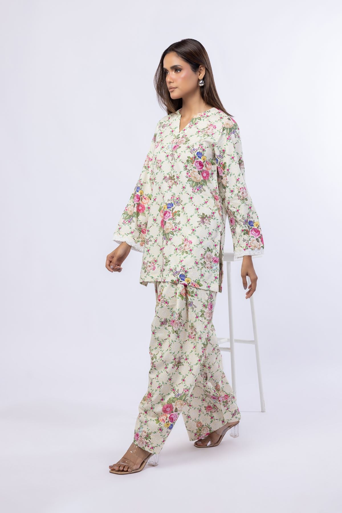 Printed Cotton Dobby Pants - 25-08-8E5-07TA-VG