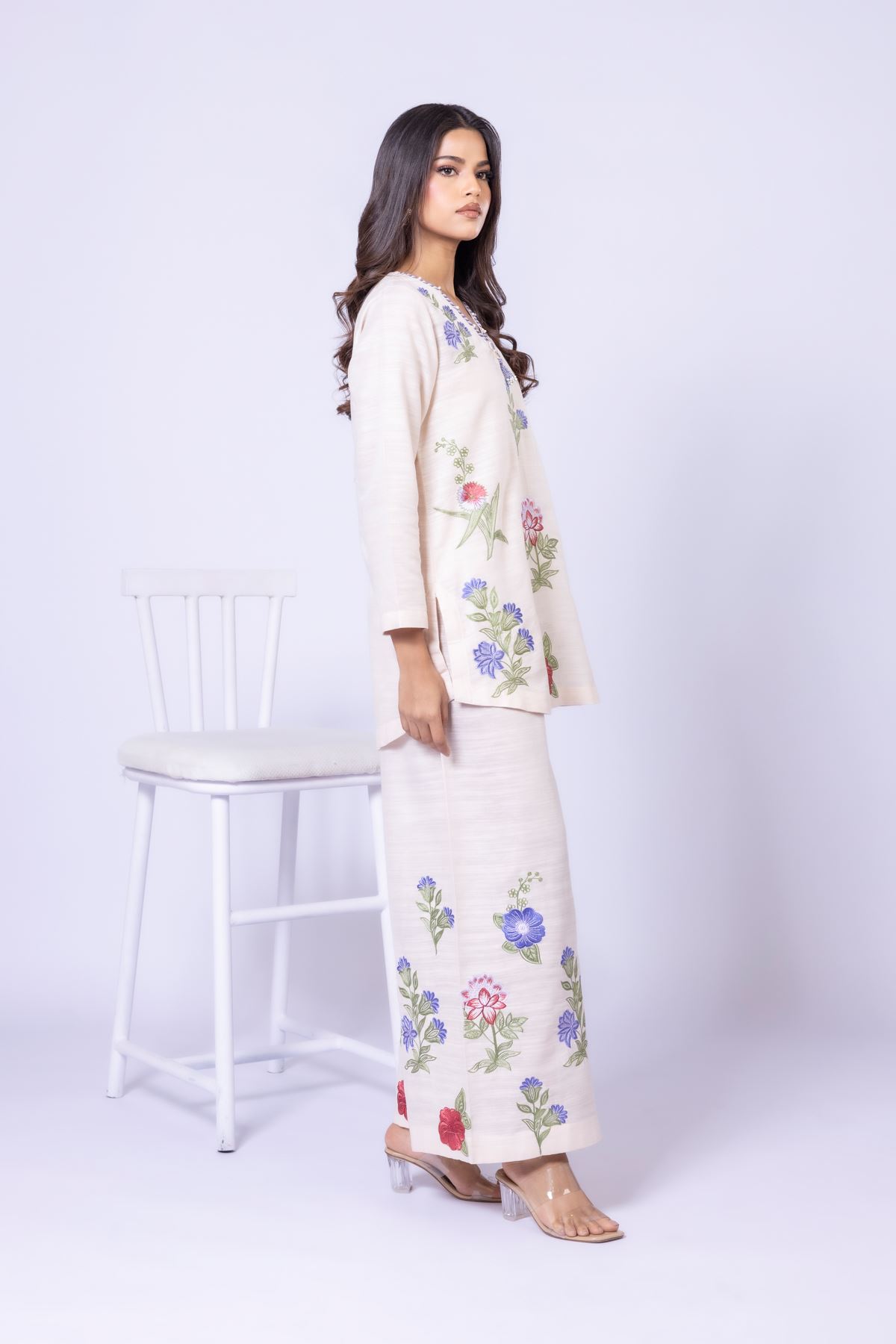 Embroidered Textured Cotton Kurta - 25-10-11E1-09TB-VG