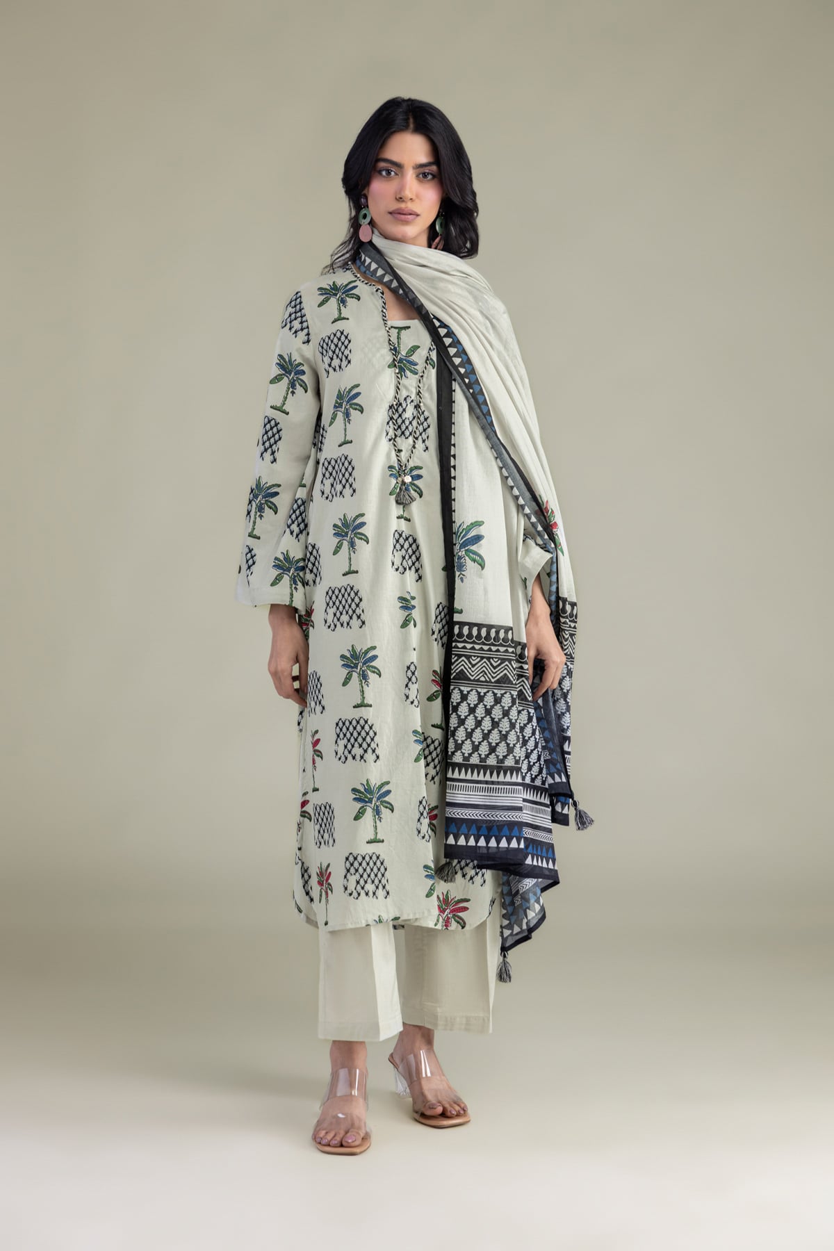 Printed Cambric Solid Cambric Pants - 1-26-309-B-D1-VG