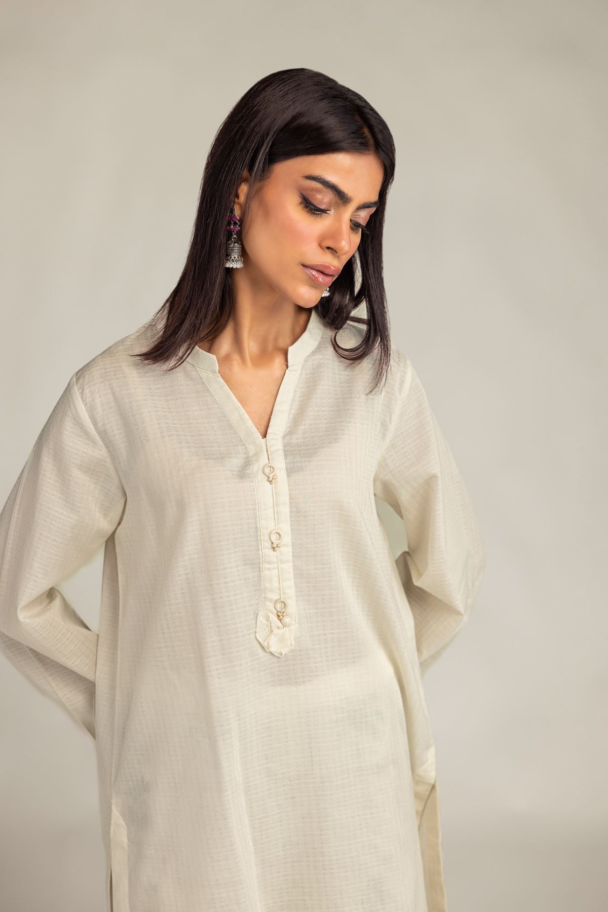 Embroidered Cotton Dobby Cotton Dobby Kurta - 12-26-301-B-D1-VG