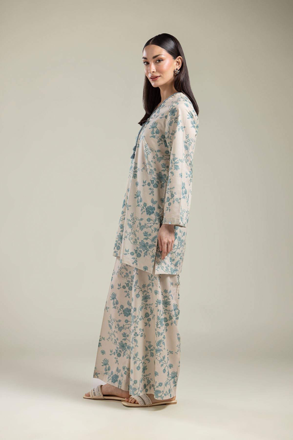 Printed Cotton Viscose Pants - 1-26-135-B-A-VG