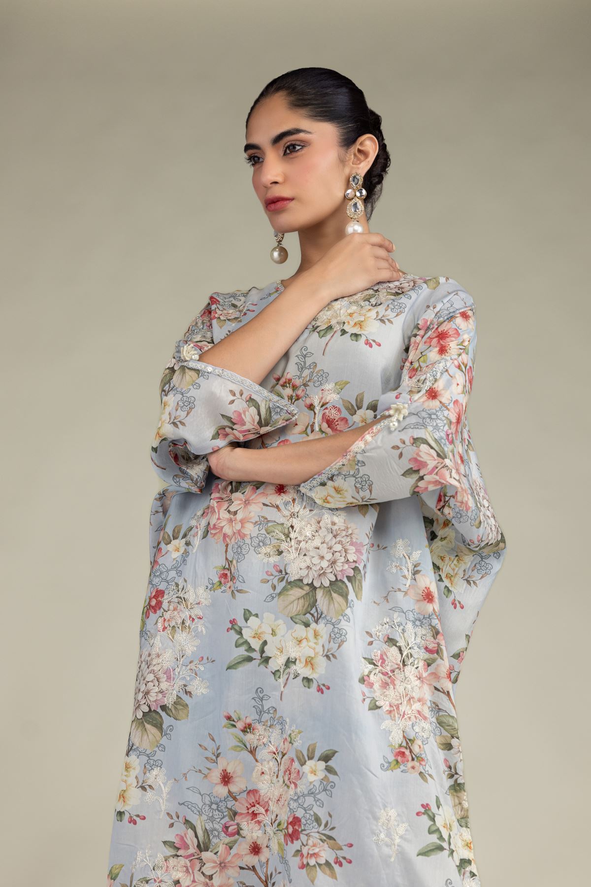 Embroidered Blended Viscose Long Embroidered Kurta - 1-26-102-A-F-VG