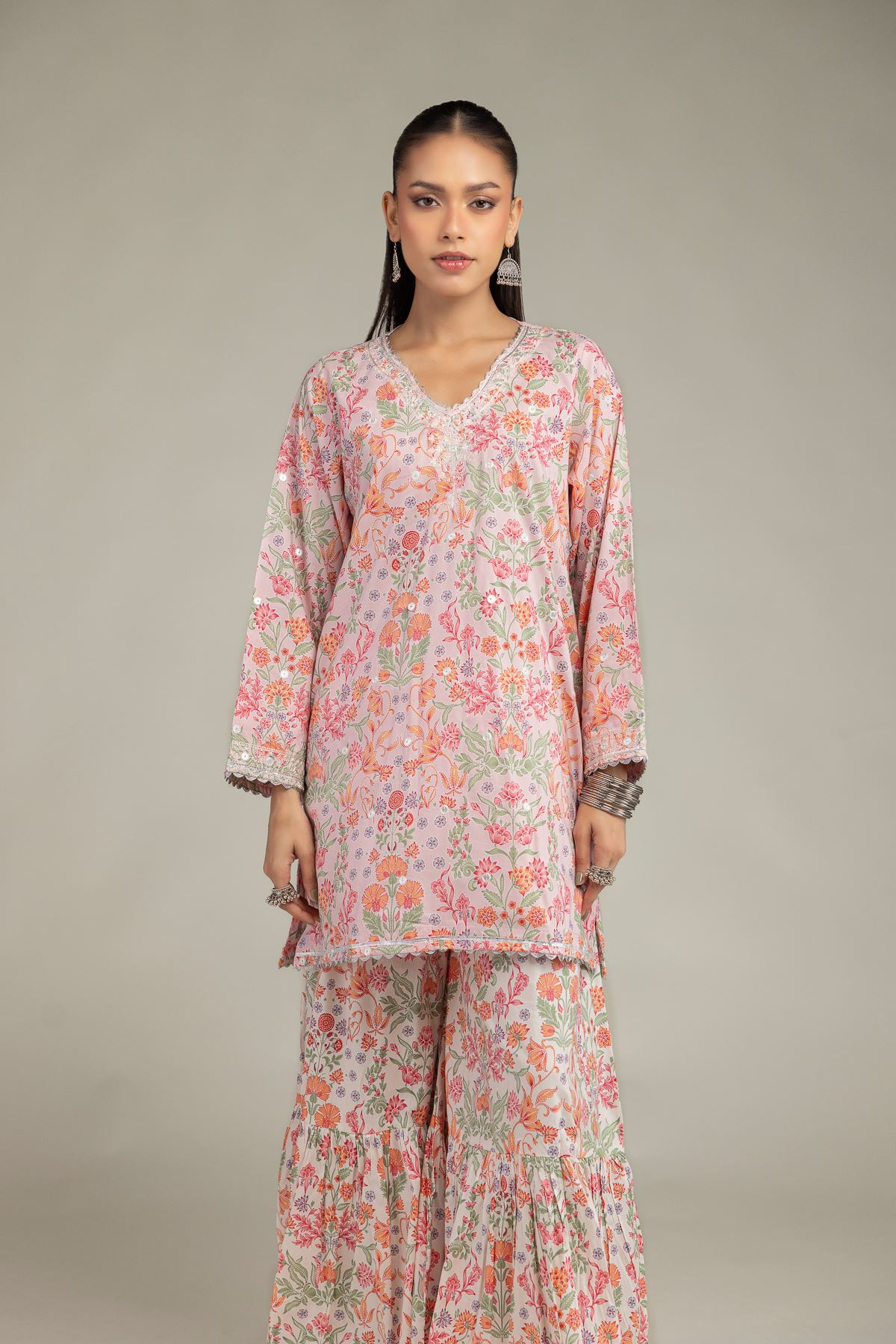 Embroidered Cotton Viscose Short V-Neck Kurta - 1-26-245-A-J1-VG