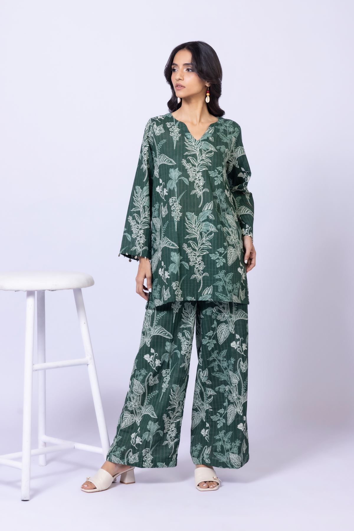 Printed Textured Cotton Pants - 25-09-10E8-06TA-VG