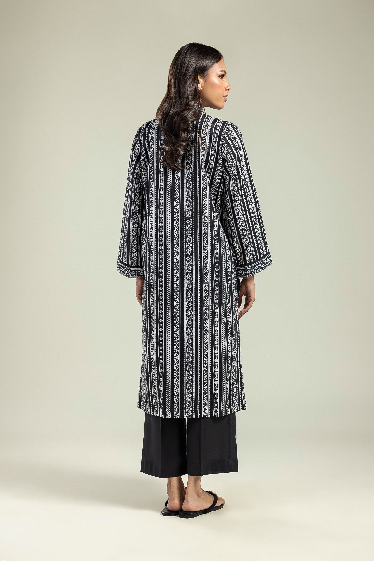 Printed Cambric Long Cambric Kurta - 26-01-2E1-10TA-VG